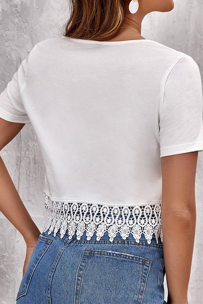 CWTBLS2012_LACE TRIM V-NECK SHORT SLEEVE T-SHIRT