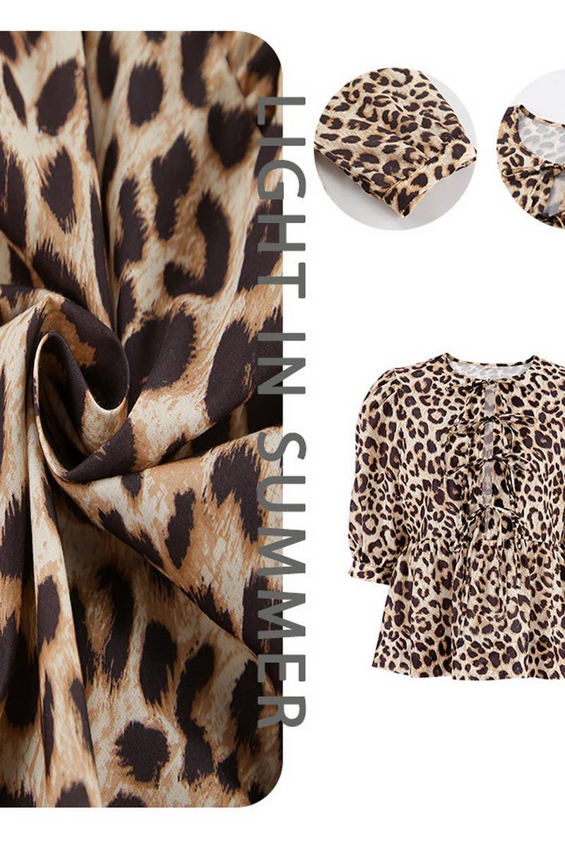 CWTBLL00615_PUFF-SLEEVE TIE-BACK LEOPARD-PRINT SHIRT