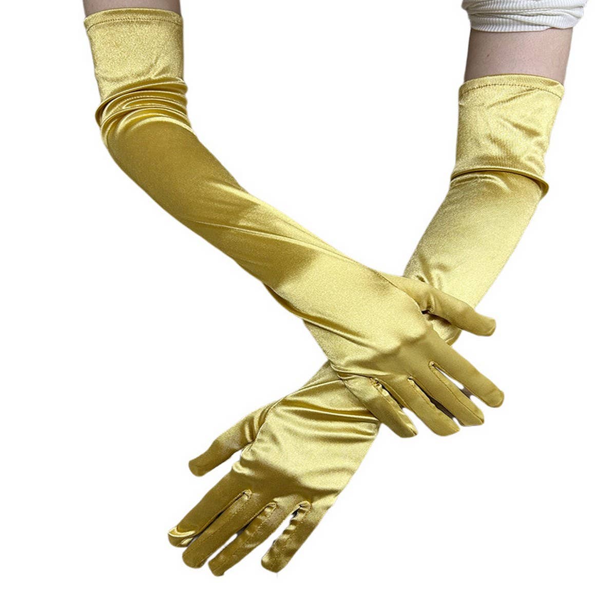 CWAG0289_1 PAIR LONG GLOVES WOMEN SATIN GLOVES