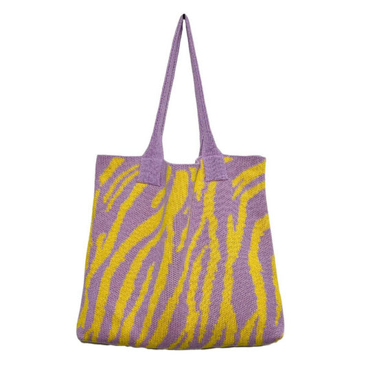 CWAB1955_STYLISH KNITTED STRIPED TOTE BAG