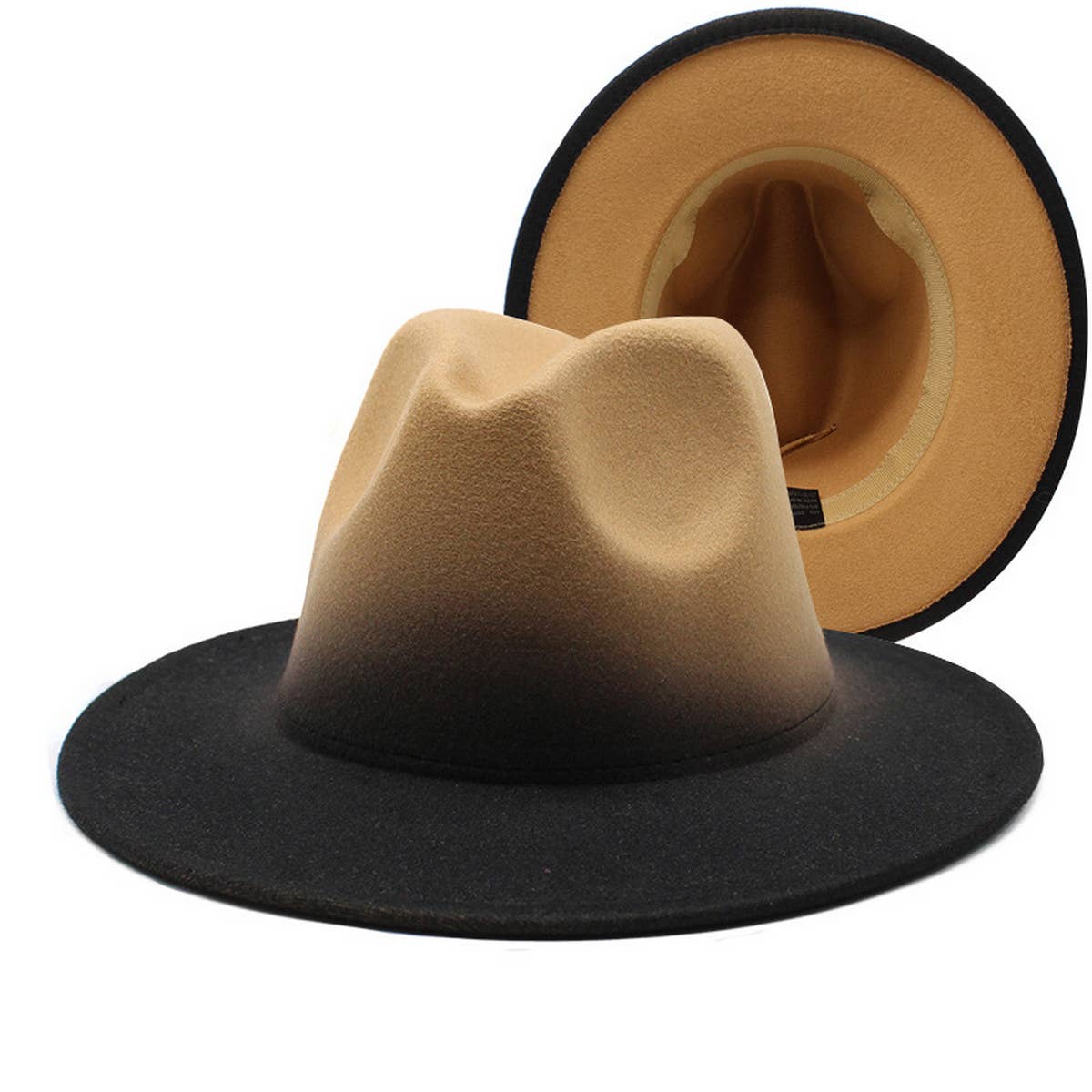 WOMEN GRADIENT TWO-COLOR THICK WOOL FELT HAT_CWAH0816