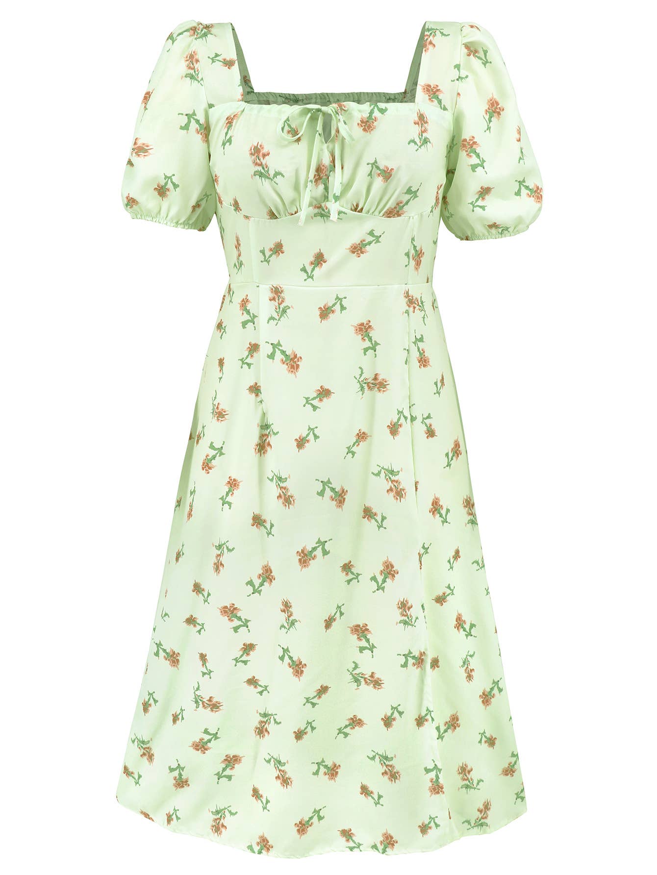 Floral Elegant Lantern Sleeve Dress
