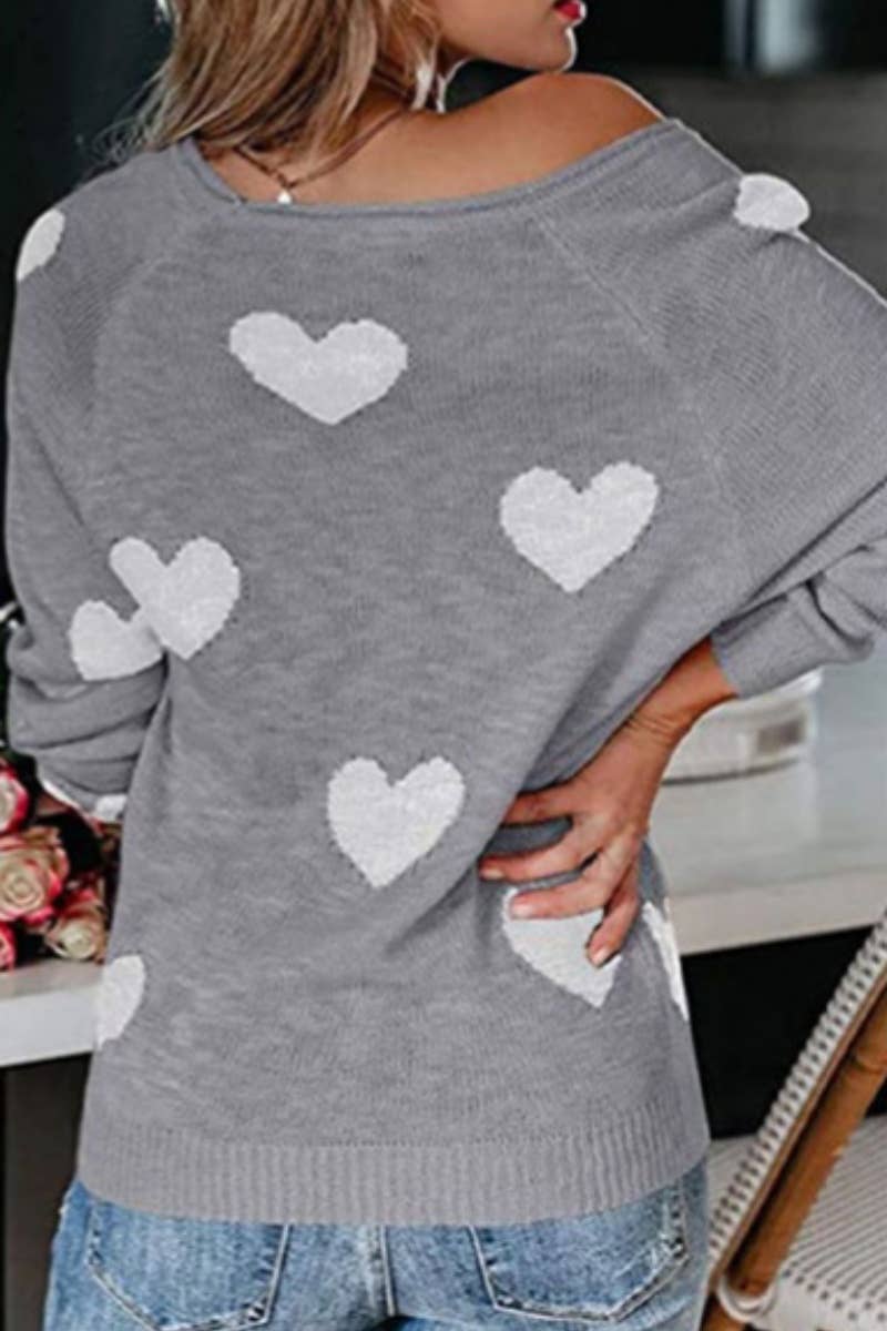 CWOSWL6739_WINTER LOVE V-NECK LONG-SLEEVED SWEATER