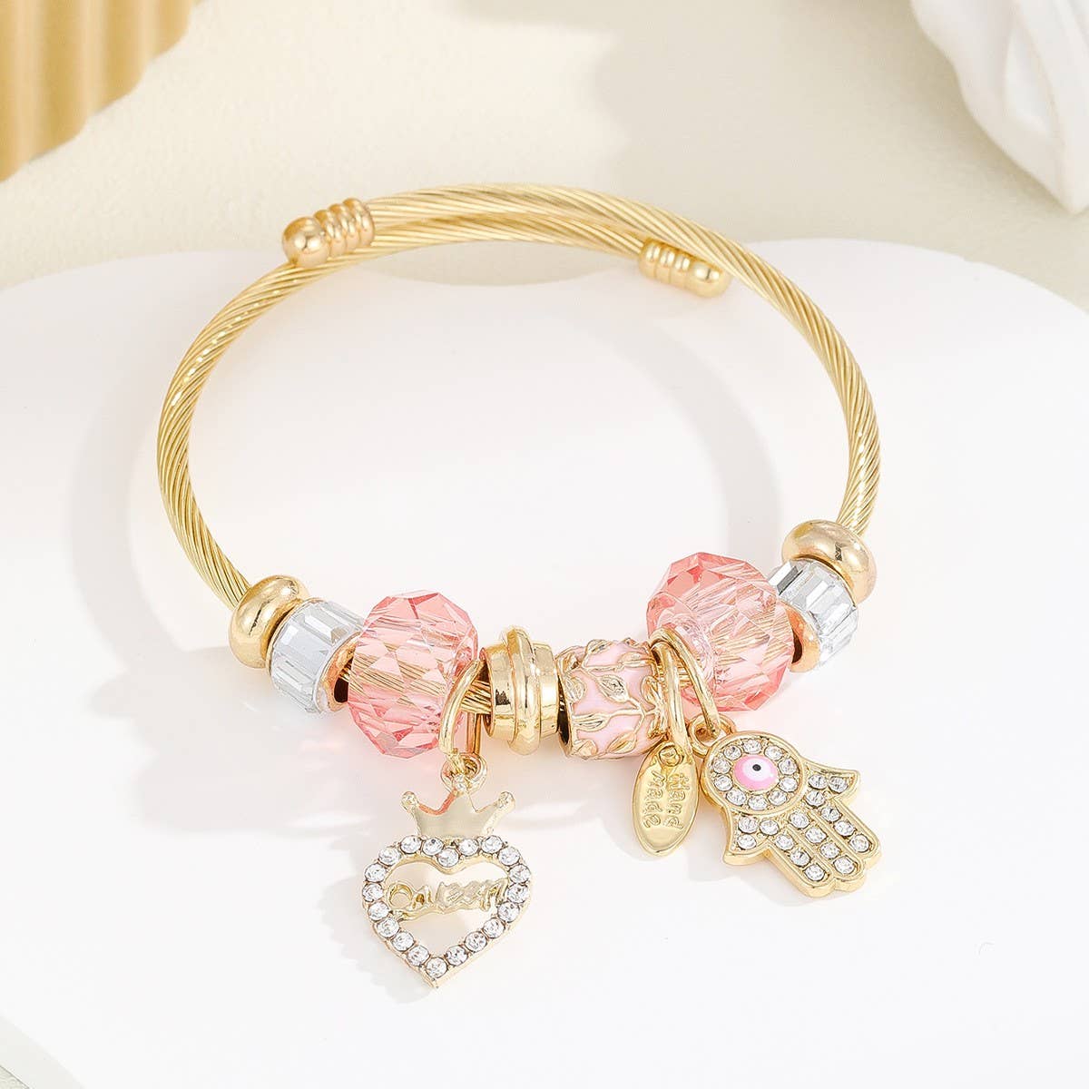 DIY Resin Charm Beaded Adjustable Bracelet