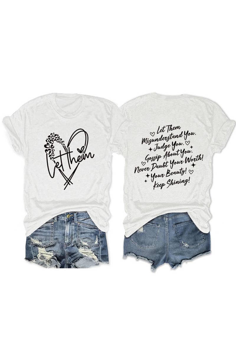 CWTTS1559_SUMMER NEW LETTER HEART PRINT CASUAL SHORT SLEEVES