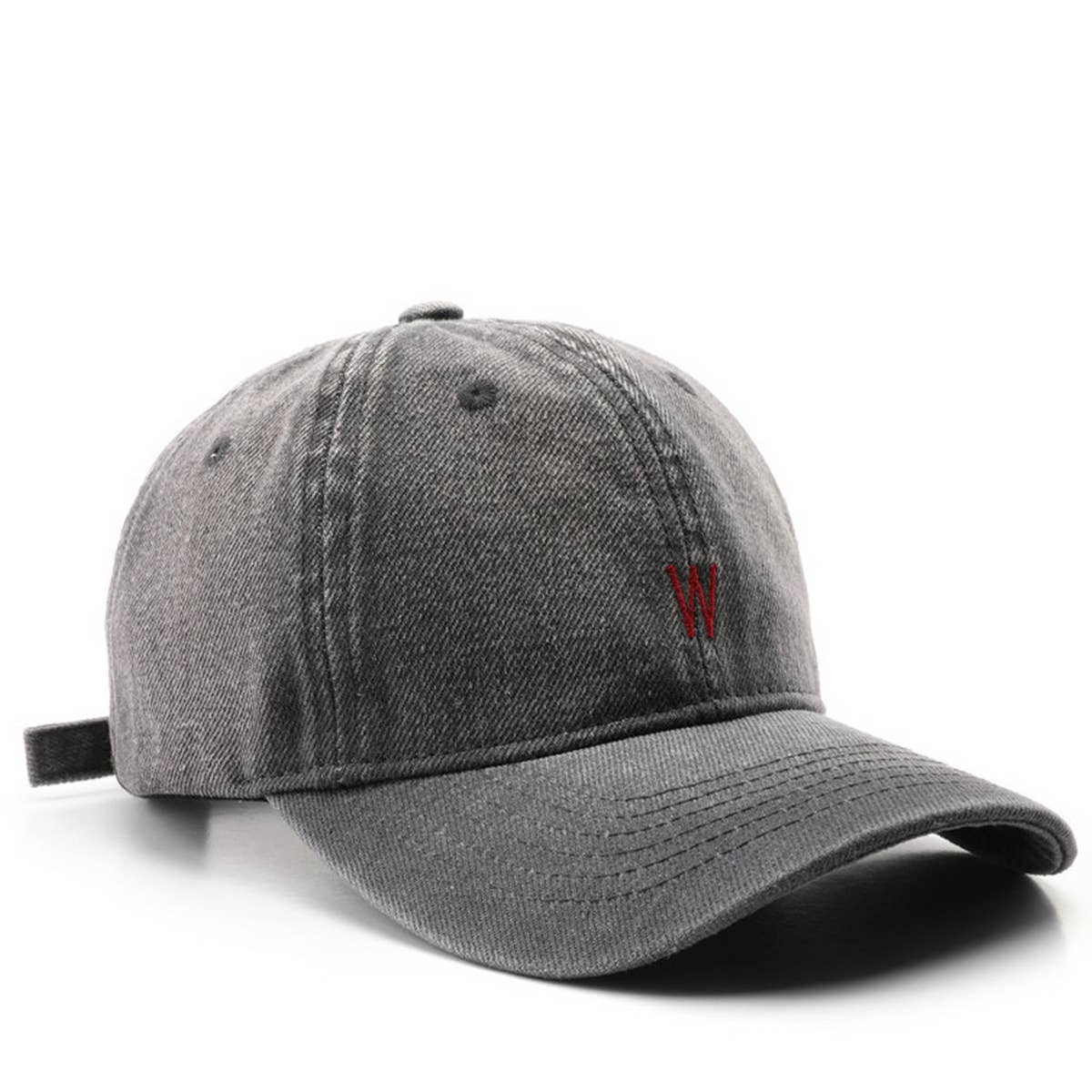 CWAH3213_VINTAGE DENIM LETTER EMBROIDERY BASEBALL CAP