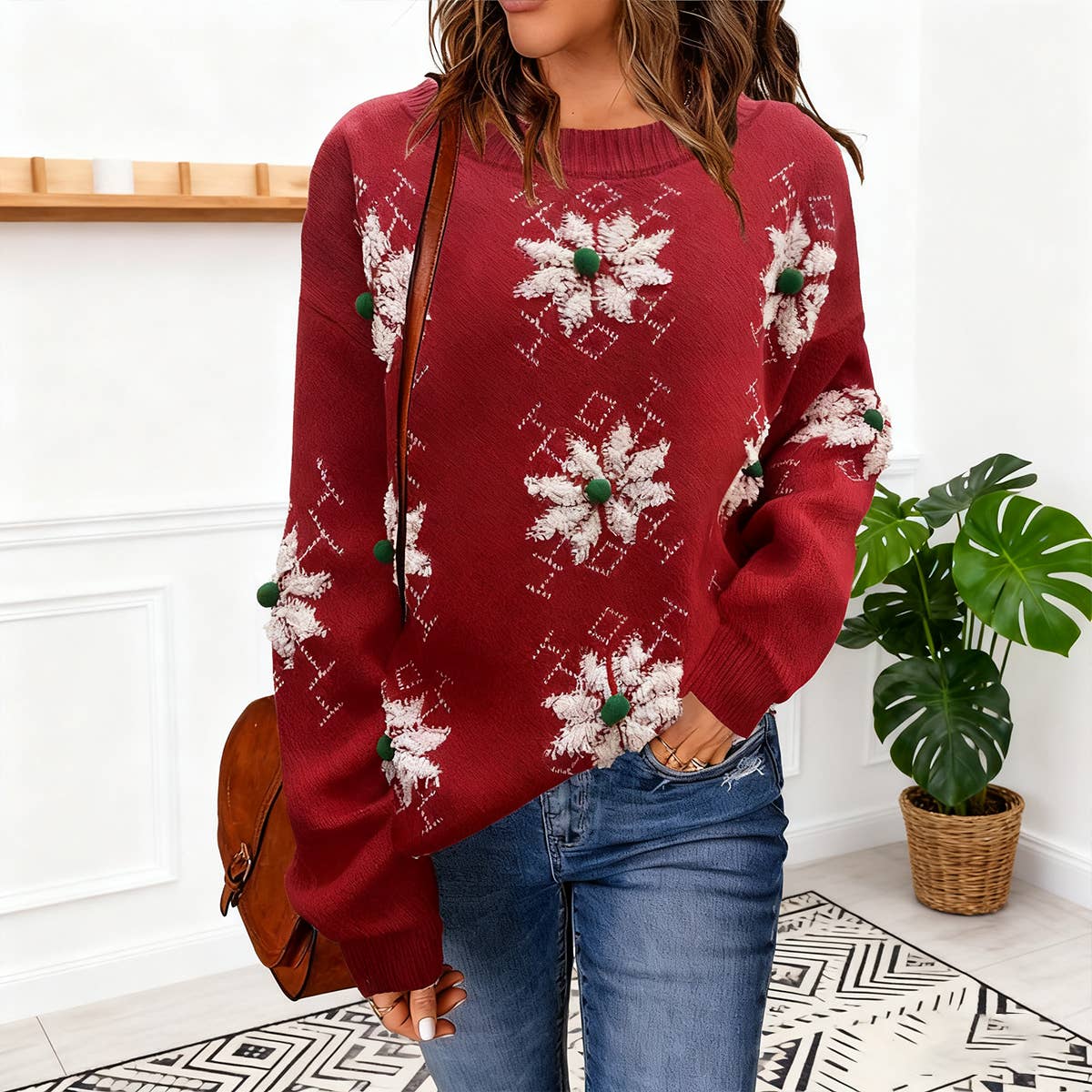 Christmas round-neck knitted pullover sweater