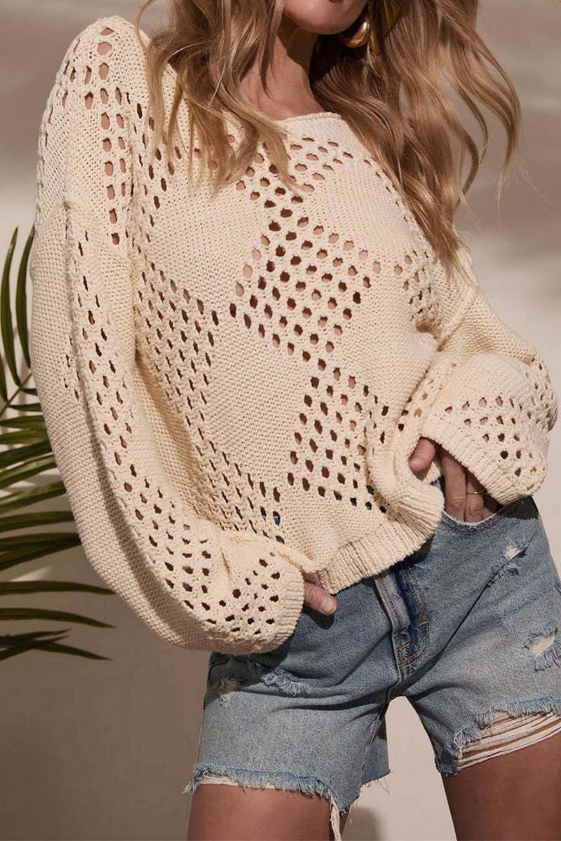 CWOSWL6870_CHIC OFF SHOULDER HOLLOW OUT KNIT SWEATER