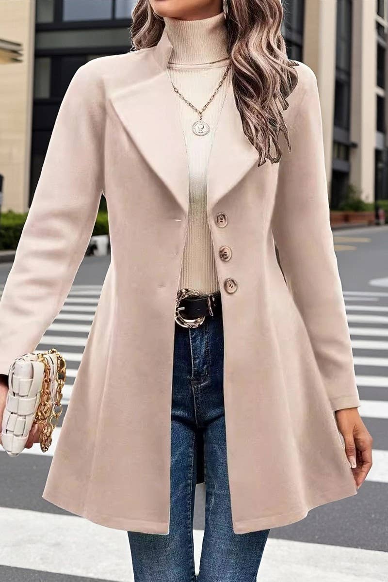 CWOCO00200_SOLID COLOR SLIM FIT LAPEL COAT