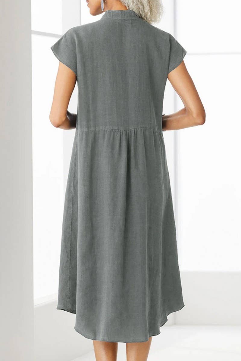 CWDSD8002_NEW STYLE STAND COLLAR SINGLE BREASTED DRESS