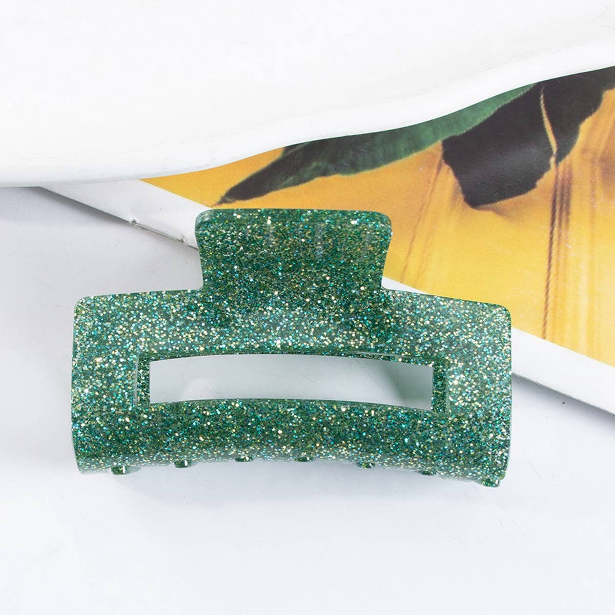 CWAHA1437_GLITTER POWDER RECTANGLE GENTLE HAIR CLAW CLIP