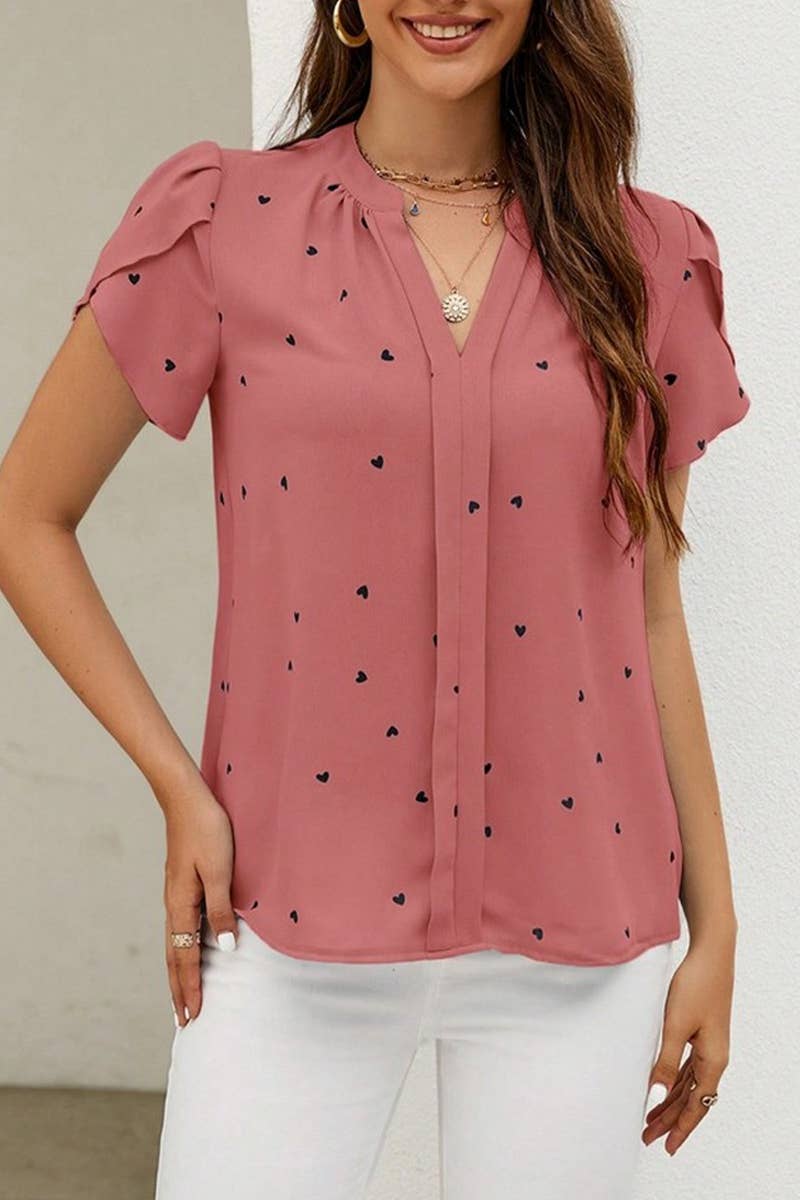 CWTSTS0667_SUMMER LOVE PETAL SLEEVE TEMPERAMENT SHIRT