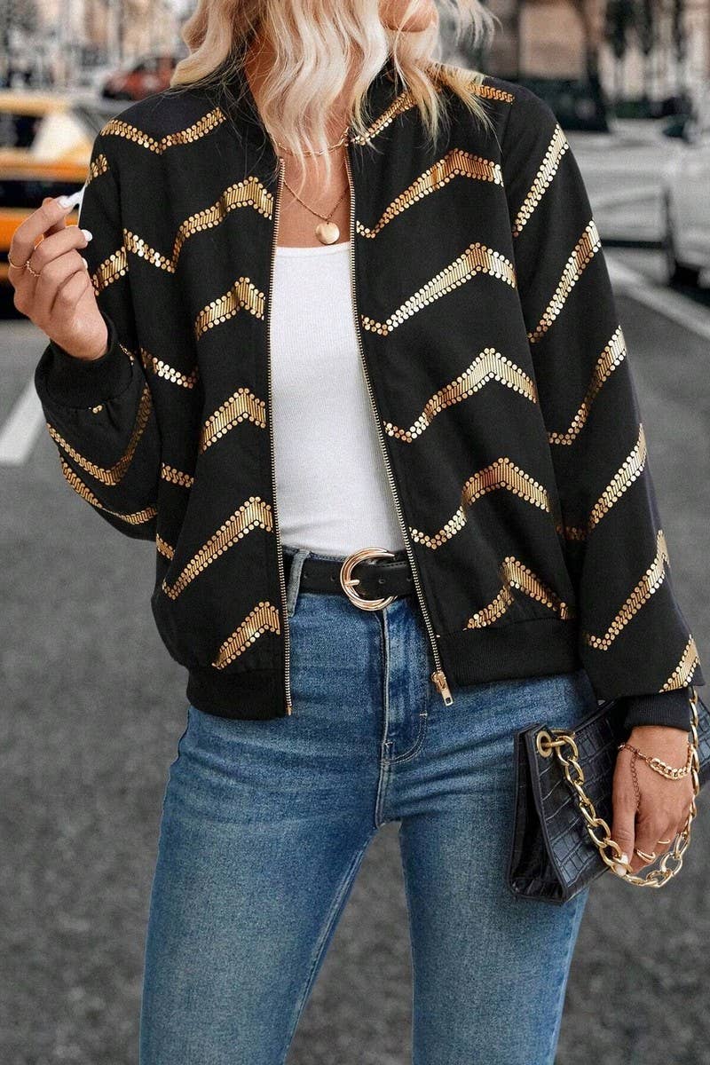 CWOCO1136_GOLD-STAMPED ZIP-UP BOMBER JACKET