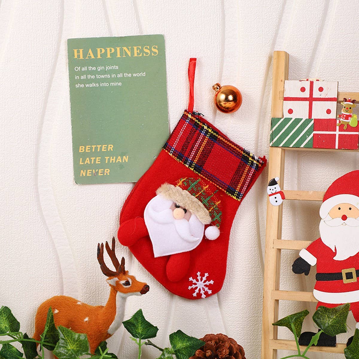 SEQUINED 3D SANTA CLAUS CHRISTMAS STOCKINGS