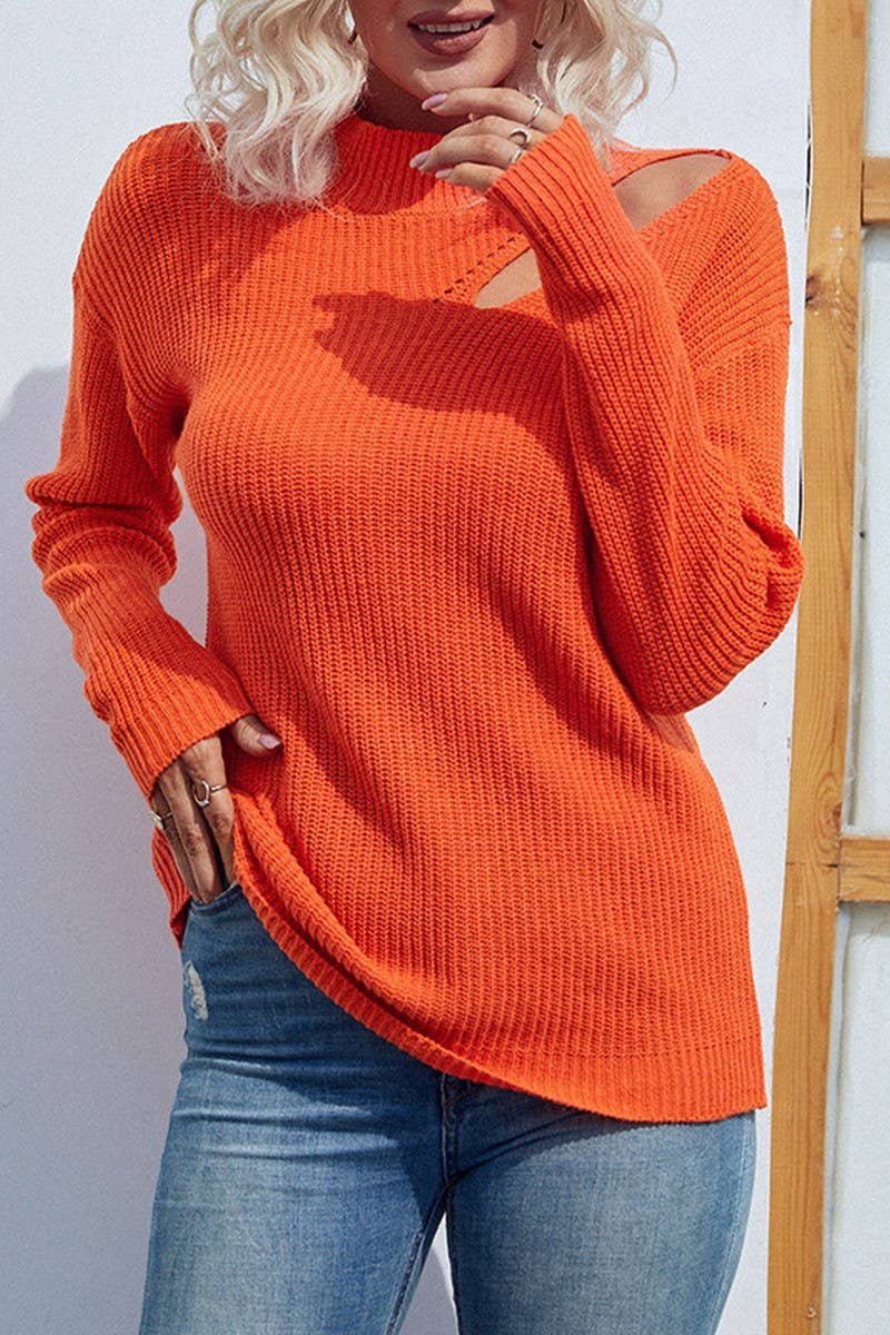 CWOSWL1735_Crew Neck Long Sleeve Pullover Sweater