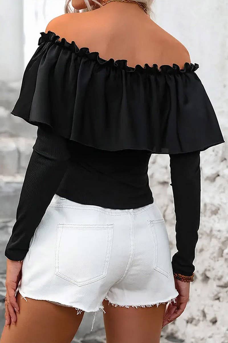 CWTTL2013_SEXY HOT GIRL SLIM FIT TOP WITH ONE SHOULDER NECK