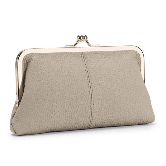 GENUINE LEATHER SIMPLE FASHION CLIP BAG LONG WALLET_CWAB3739