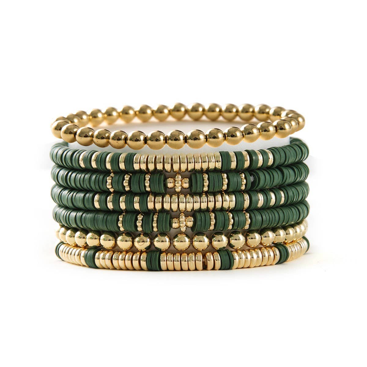SIMPLE STACKED DISC BEAD BRACELET SET_CWMM3531