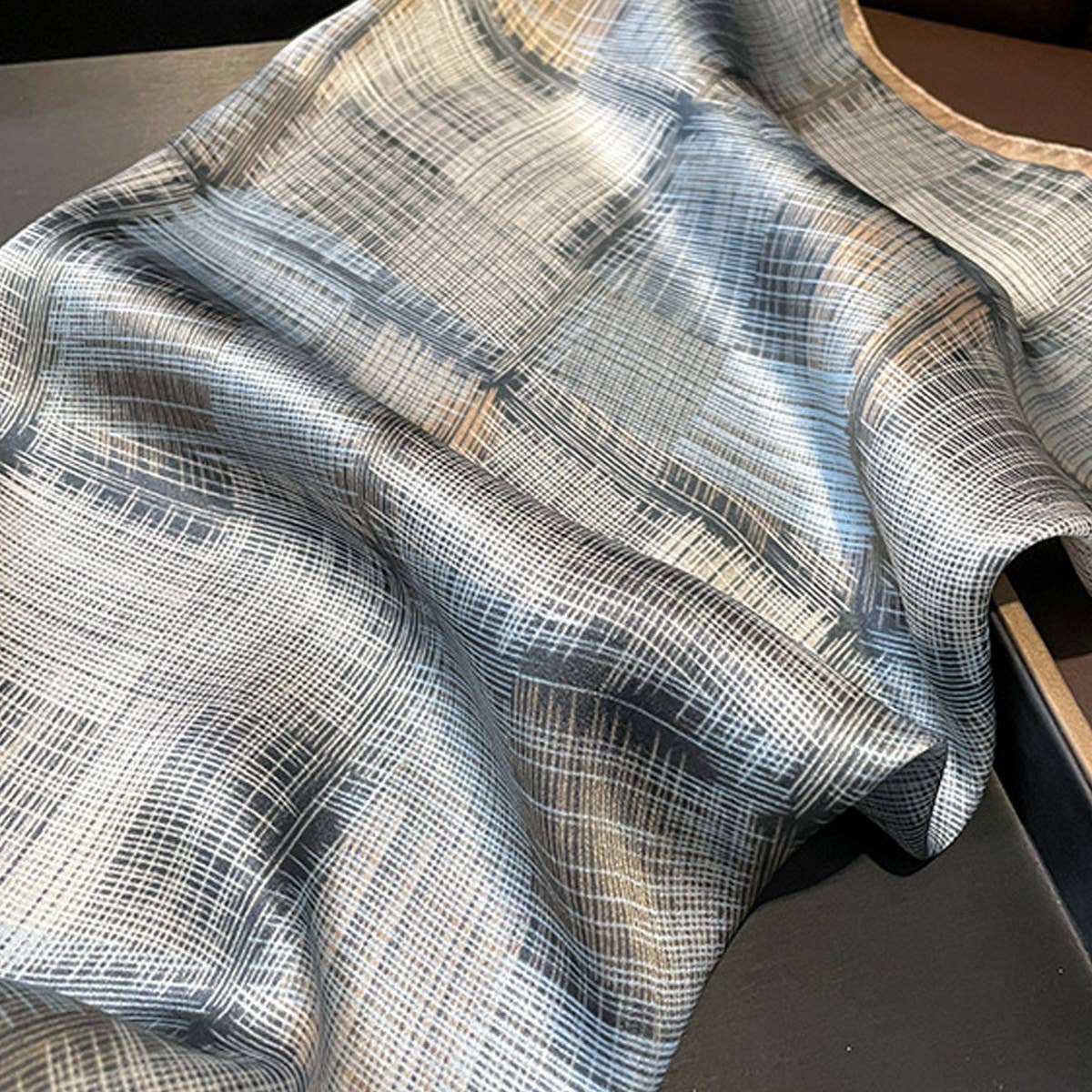 Chic Striped Silk Scarf ? Women’s Square Shawl