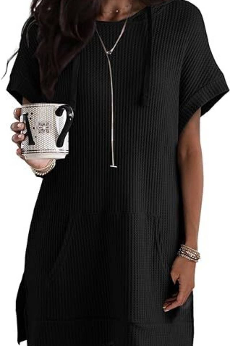 CWDSD4920_SUMMER DRAWSTRING HOODED DRESS SHORT