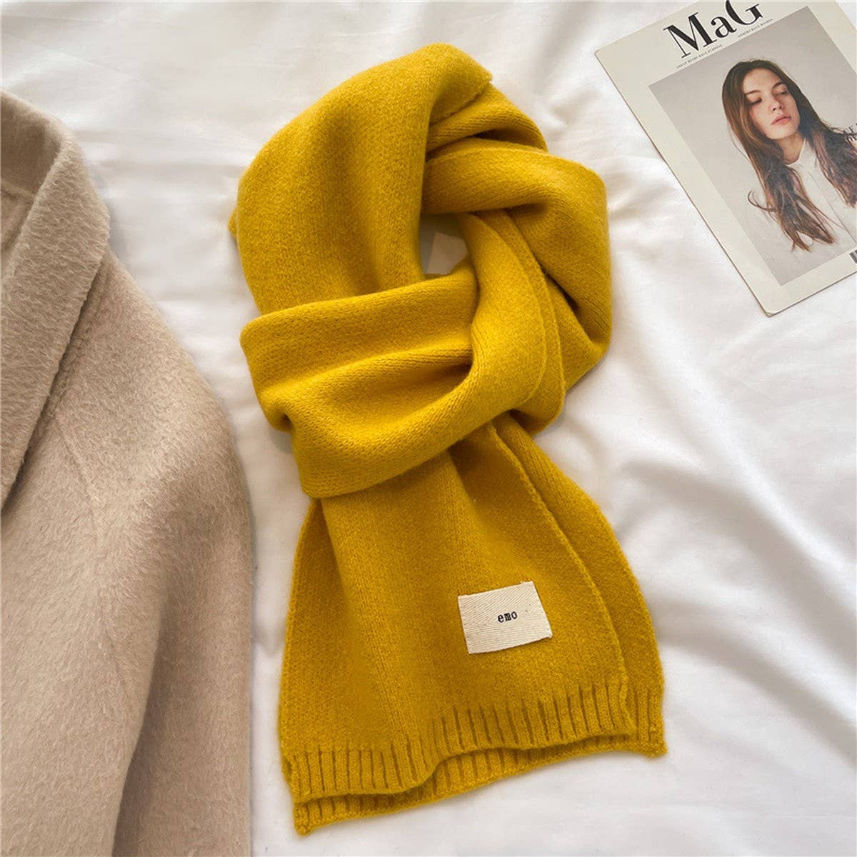 Solid Knit Scarf - Candy Color Wrap for Students_CWASC0975