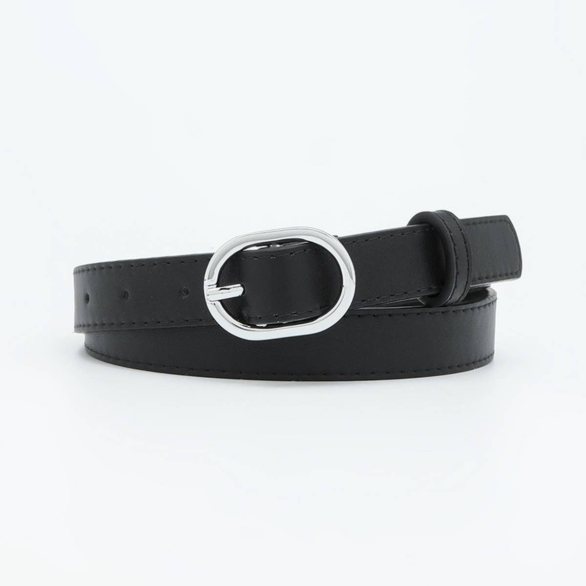 WOMEN'S BELT WITH SIMPLE SILVER BUCKLE DECORATION