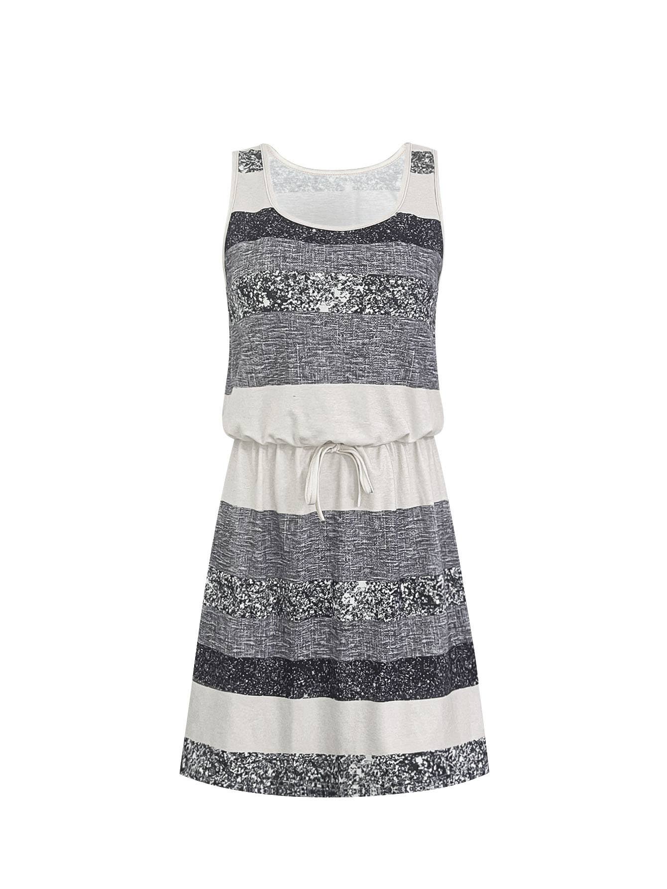 Casual U-neck striped printed sleeveless dress