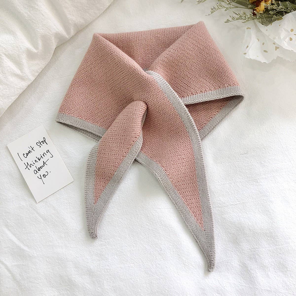 Knit Triangle Scarf for Women’s Winter Neck Wrap
