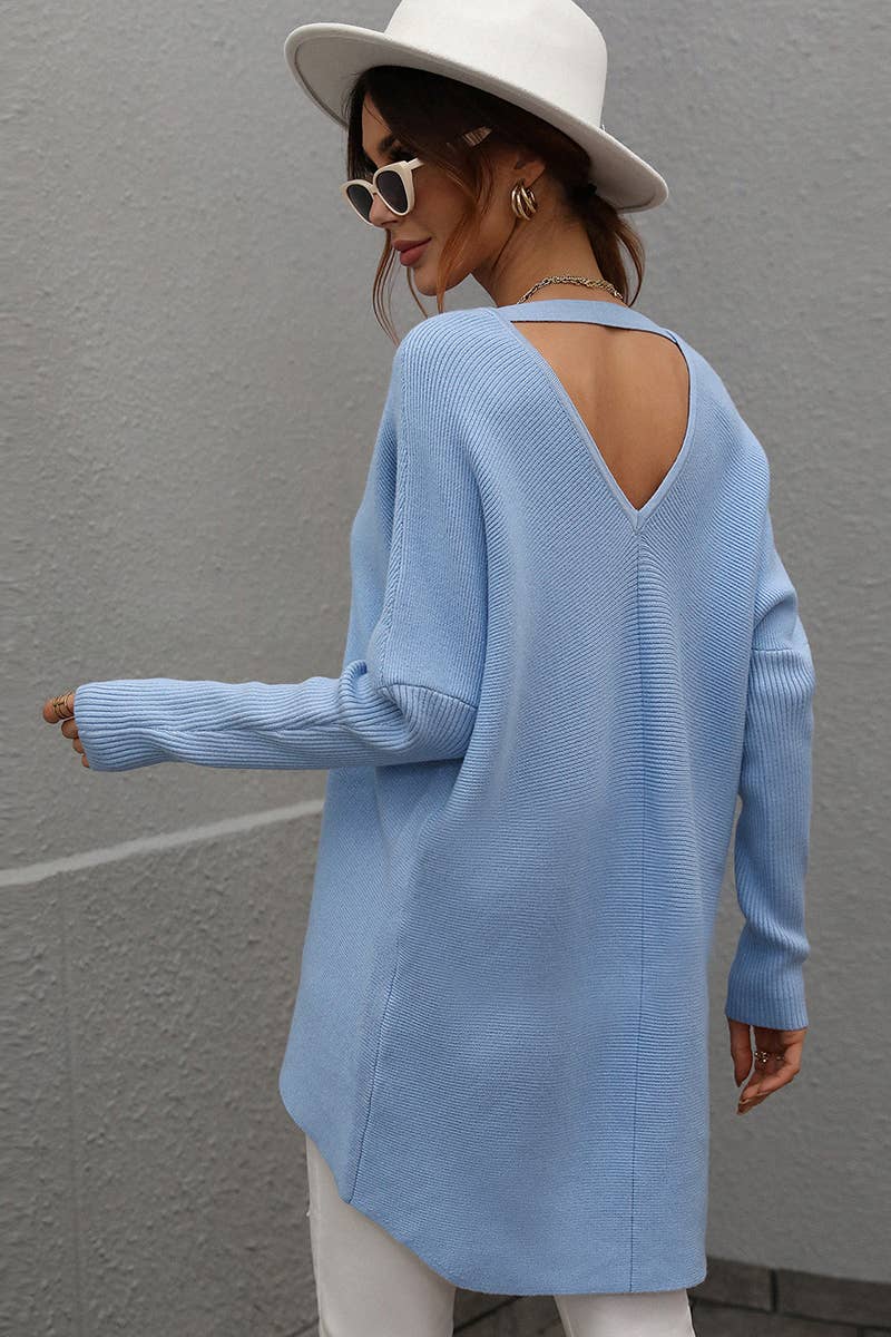 CWOSWL613  Oversized Long Sleeve V-Neck Pullover Sweater