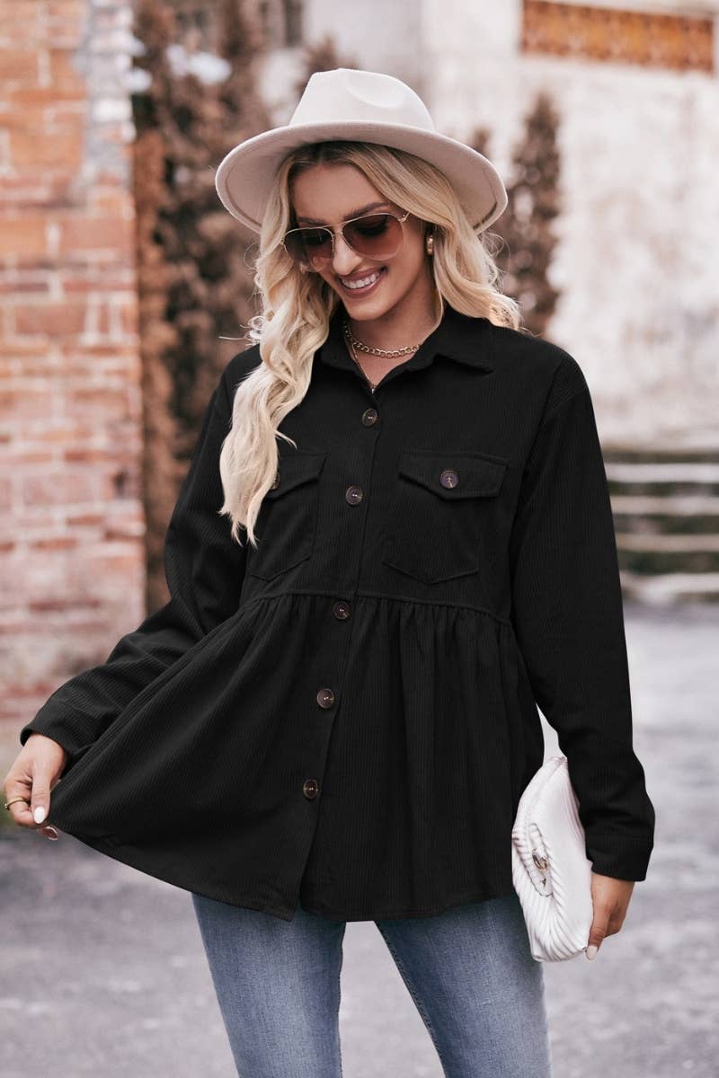 CWTSTL2189_AUTUMN POCKET CORDUROY LONG-SLEEVED SHIRT