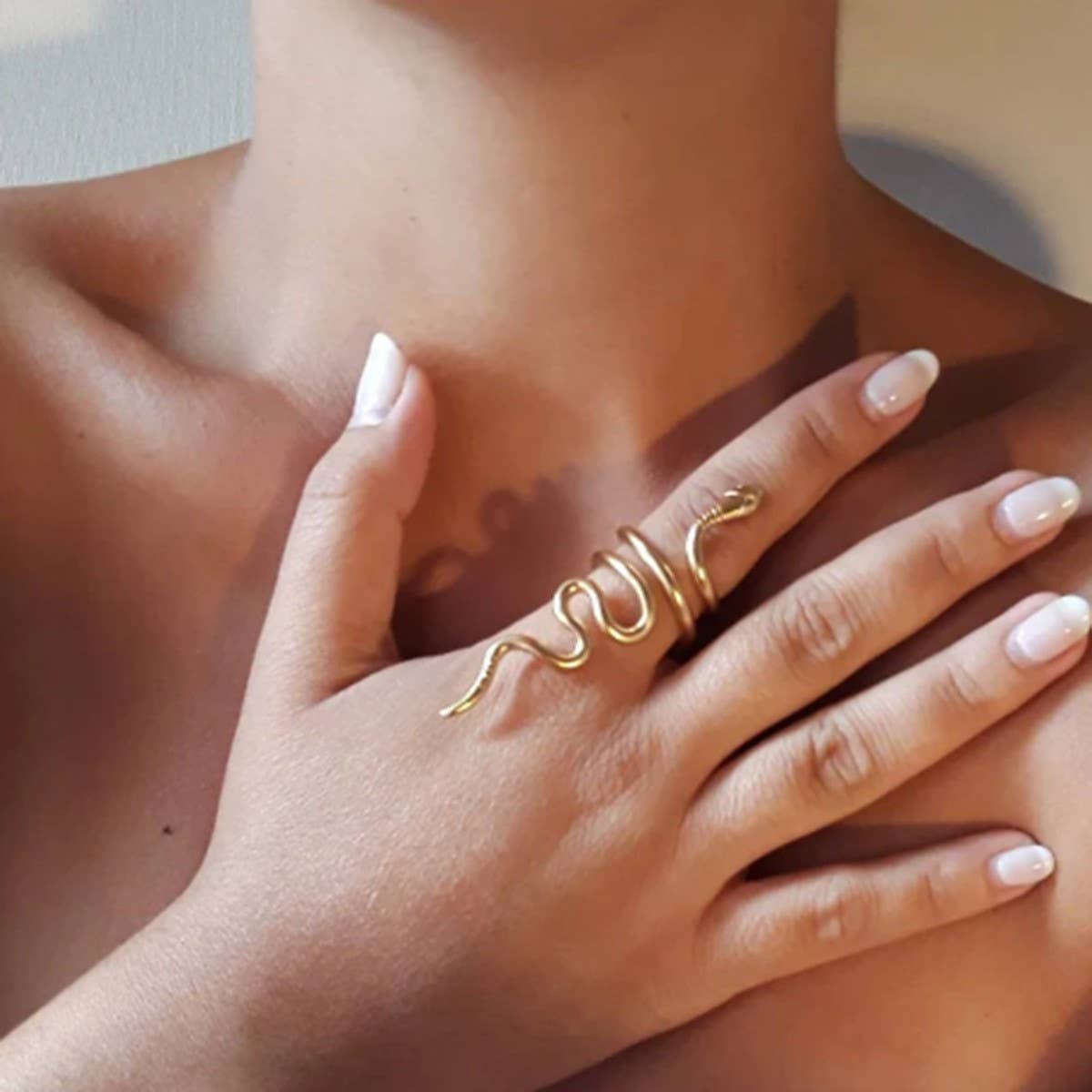 18K PLATING GOLD NON FADING SNAKE SHAPED RINGS_CWAJE1230