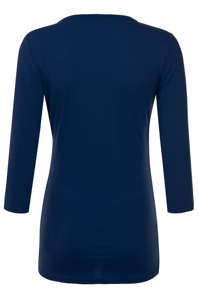 CWTTL1403_3/4 Sleeve Tank Tops Deep V-Neck Surplice Wrap