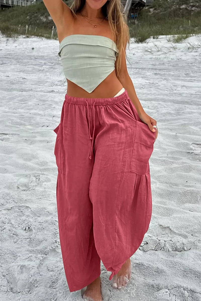 CWBLP0709_LOOSE CASUAL COTTON AND LINEN TROUSERS