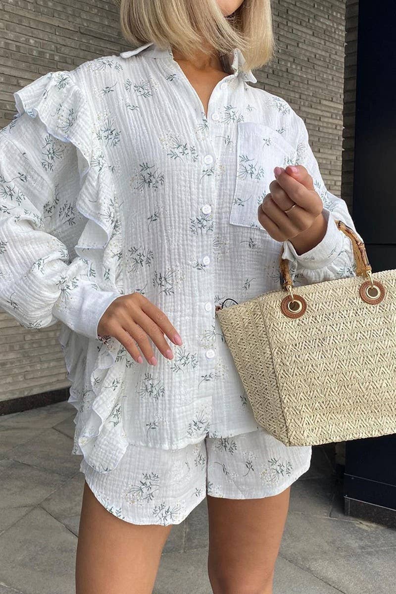 CWSPJ0204_PRINTED LONG-SLEEVED SHORTS PAJAMAS HOME SET