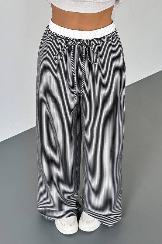 CWBLP2150_COLORBLOCK STRIPED CASUAL STRAIGHT PANTS