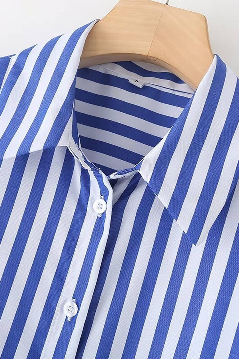 CWTSTL1523_LAPEL CASUAL LONG SLEEVE STRIPED SHIRT