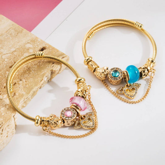 Stylish Stainless Steel Beaded Heart Bracelet_CWMM8481
