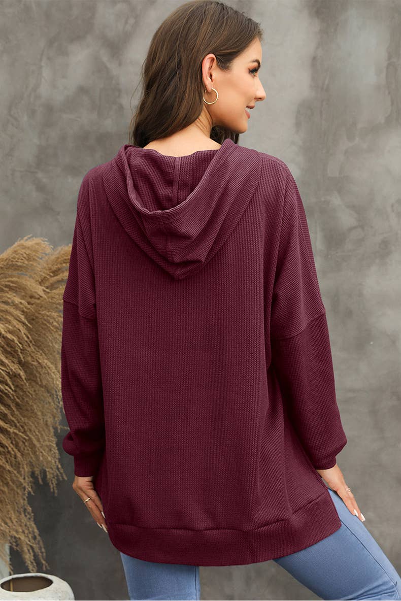 CASUAL TEXTURED HOODIE WITH LARGE POCKET HOODIE