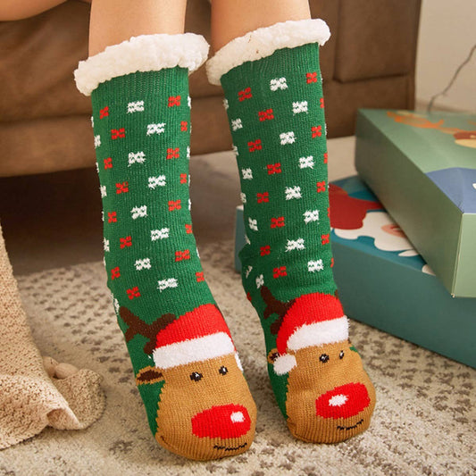 CHRISTMAS ELK MID-TUBE PLUSH INDOOR SLIPPERS