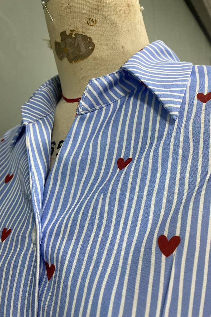 CWTBLL01366_2025 FALL BLUE STRIPED LONG SLEEVE SHIRT WOMEN