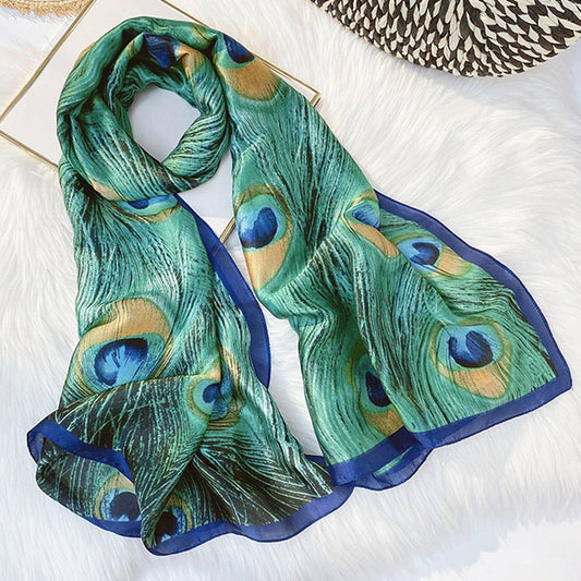 Color Plaid Satin Scarf Wrap for Summer Sun