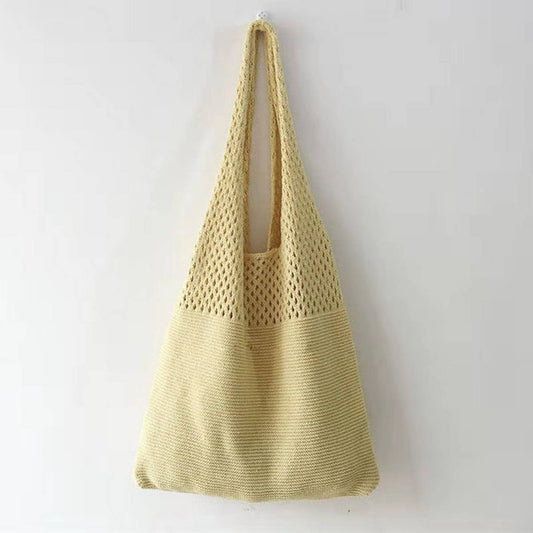 CWAB1952_SOLID COLOR VINTAGE KNIT TOTE BAG