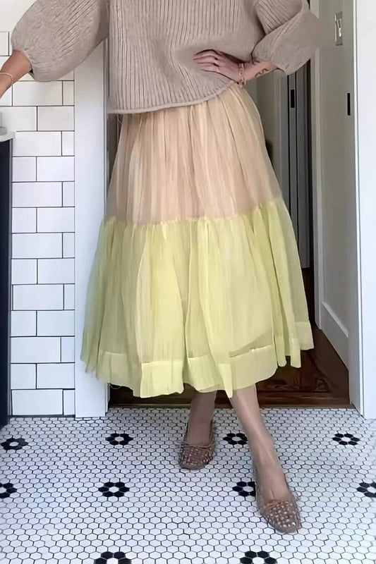 CWBMS0459_TWO-TONE TIERED LOOSE MIDI SKIRT