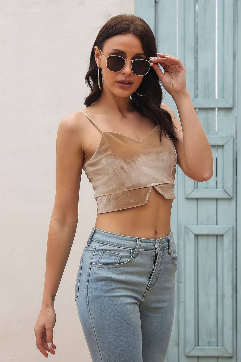 CWTBLSL0170_Spaghetti Strap Velvet Top