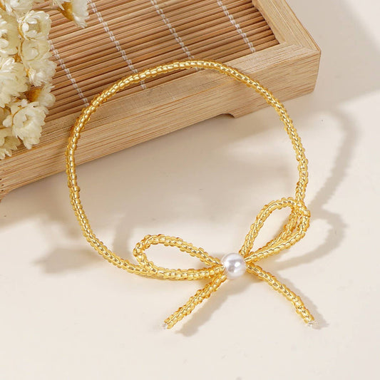 PERSONALIZED SWEET MILLET BEAD BOW BRACELET_CWMM3808