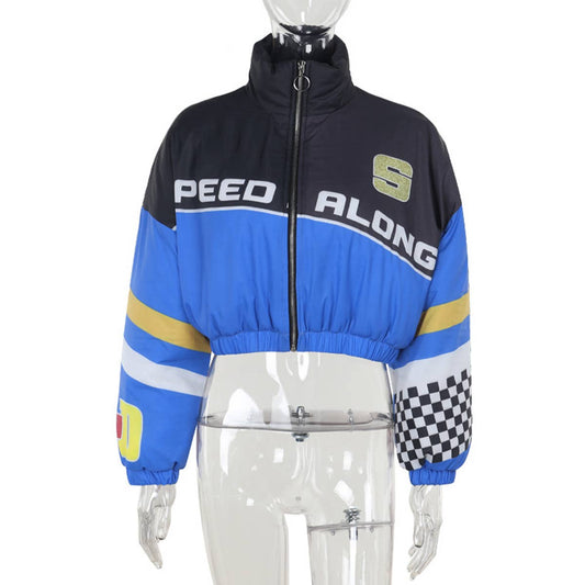 Color matching printed cotton padded loose jacket jacket