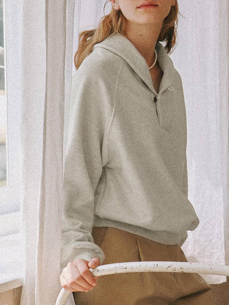 Design sense lapel pure cotton retro hoodie