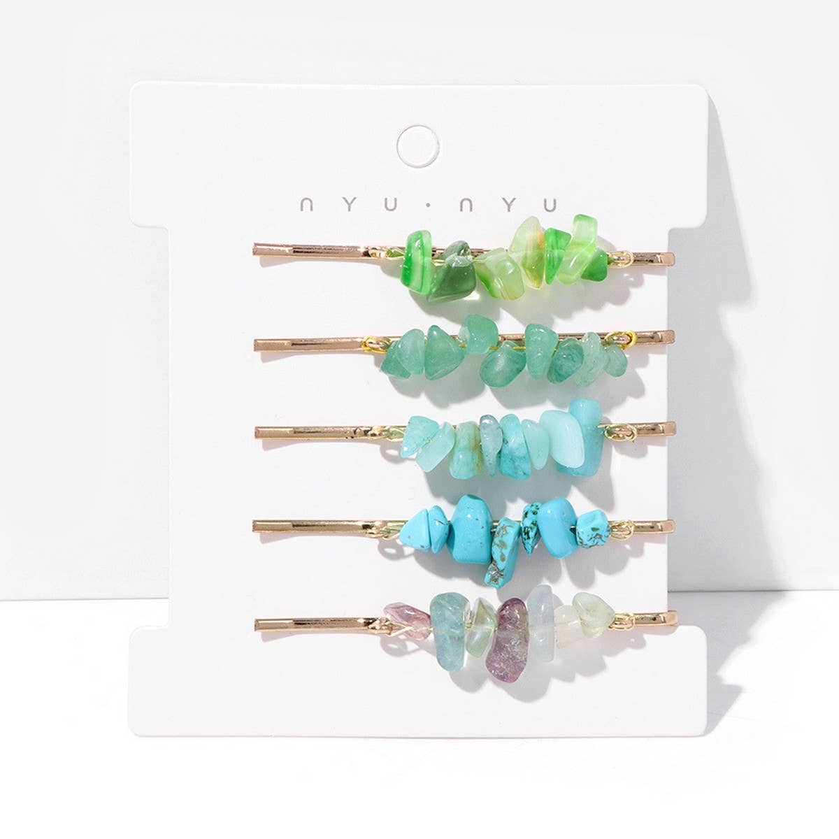 Natural Red Stone Hair Clip Set - Simple & Elegant_CWAHA1763