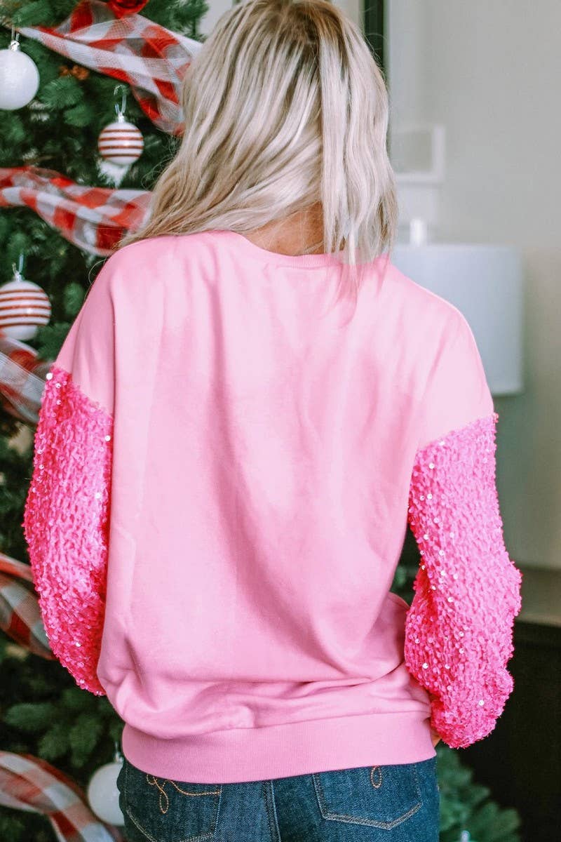 CWTBLL01241_VALENTINE SEQUIN SLEEVE LONG SLEEVE SWEATSHIRT