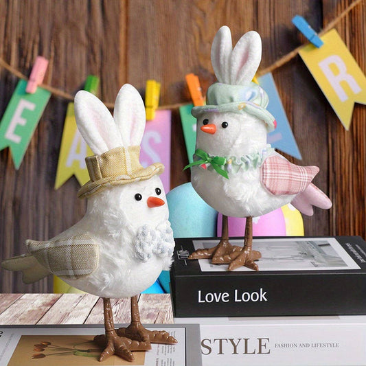 EASTER COUPLE LIGHTED YELLOW HOODED BIRD ORNAMENTS
